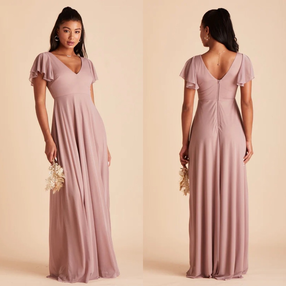 Birdy Grey Hannah Flutter Sleeve Mauve Bridesmaid Maxi Dress NWT Chiffon
